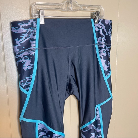 Under Armour Gray Teal Athletic Leggings Compression Heatgear 2XL - Picture 2 of 12